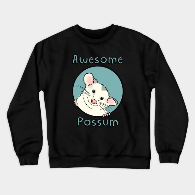 Awesome Possum, Cute Opossum, Cartoon Possum Crewneck Sweatshirt by sockdogs